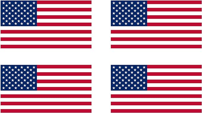 4 Pack USA American Flag Decal Bumper Sticker 5"x3"