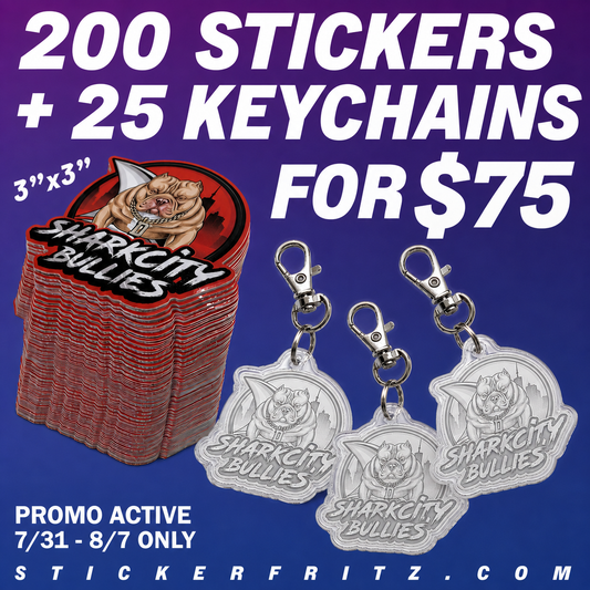 200 STICKERS + 25 KEYCHAINS BUNDLE DEAL